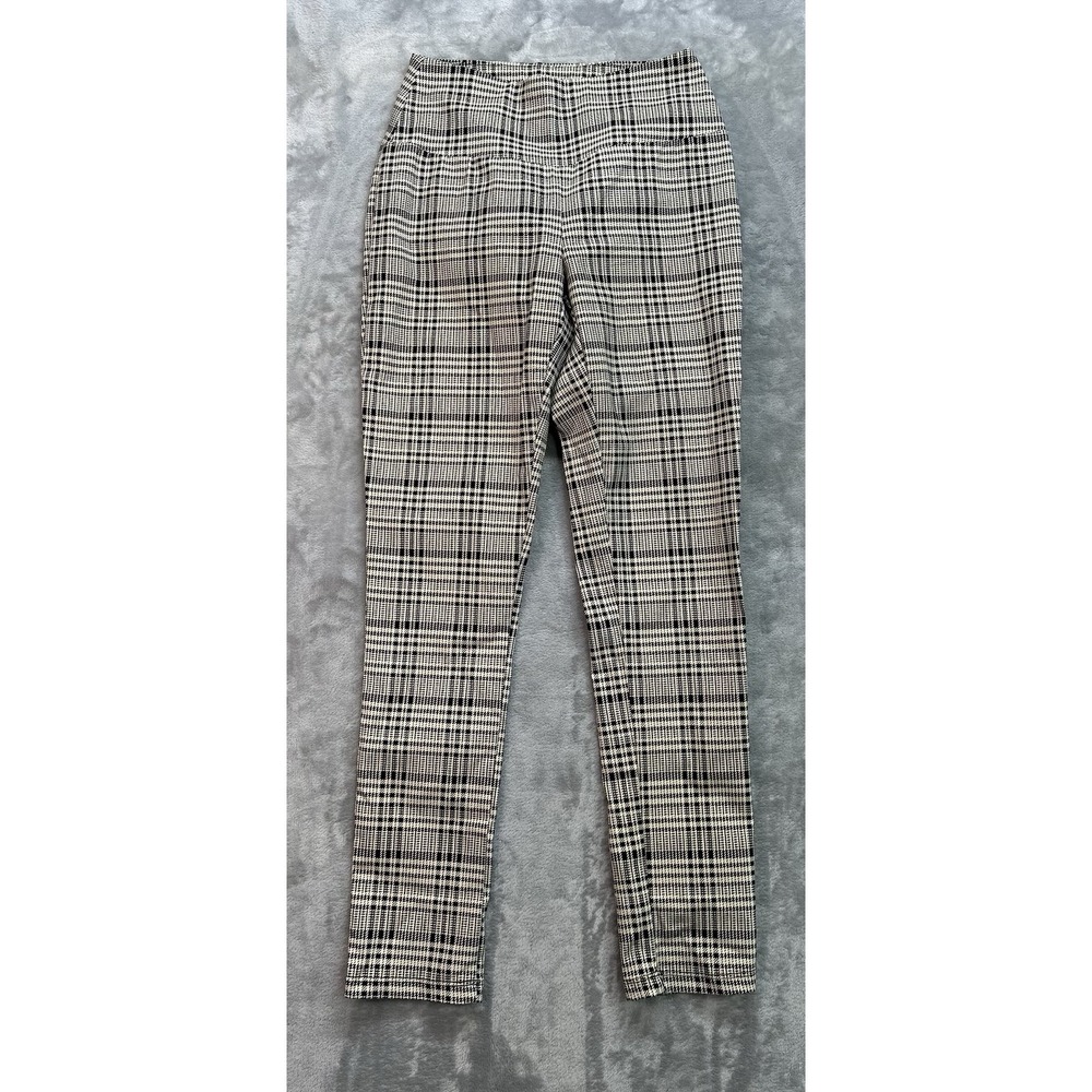 HYBRID & CO. Women's Sz S Pull On Stretch Pants Black White U.S.A. Skinny Office